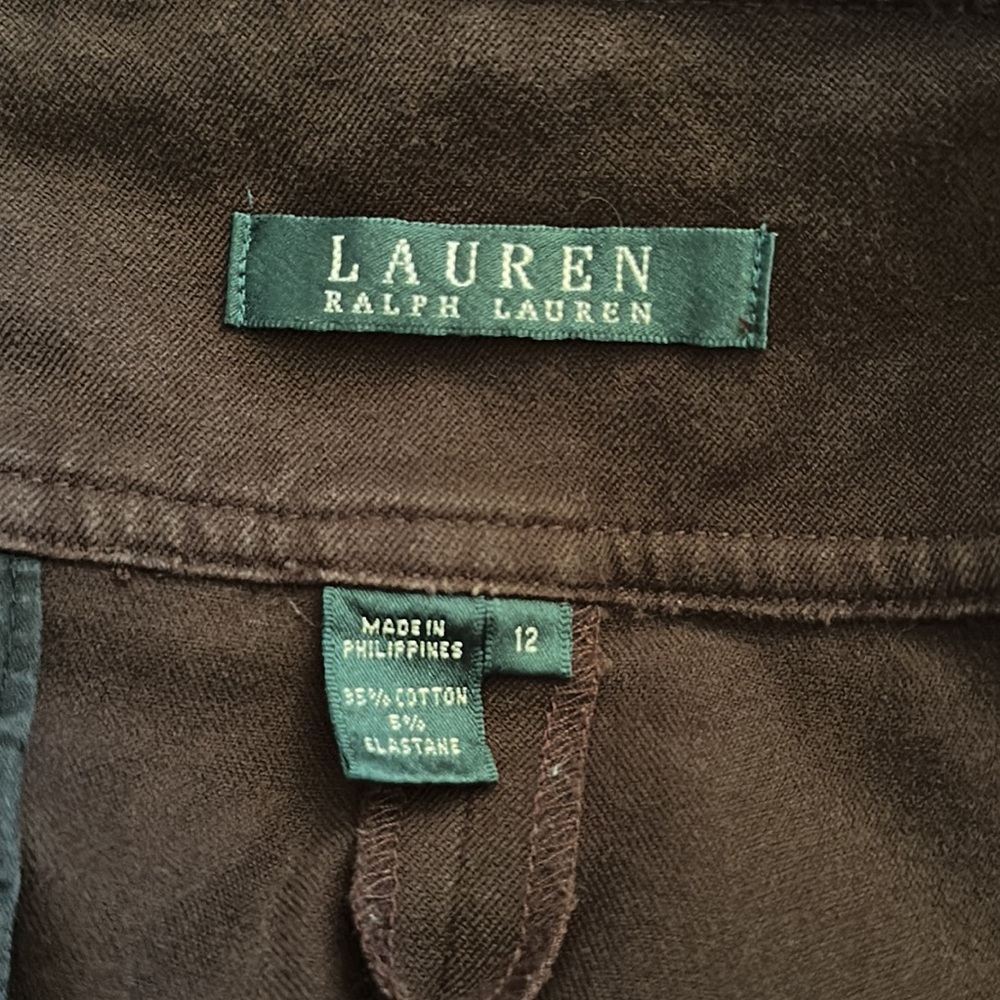 Beautiful brown cotton/elastane Ralph Lauren skirt with leather accents in EUC - Picture 9 of 10